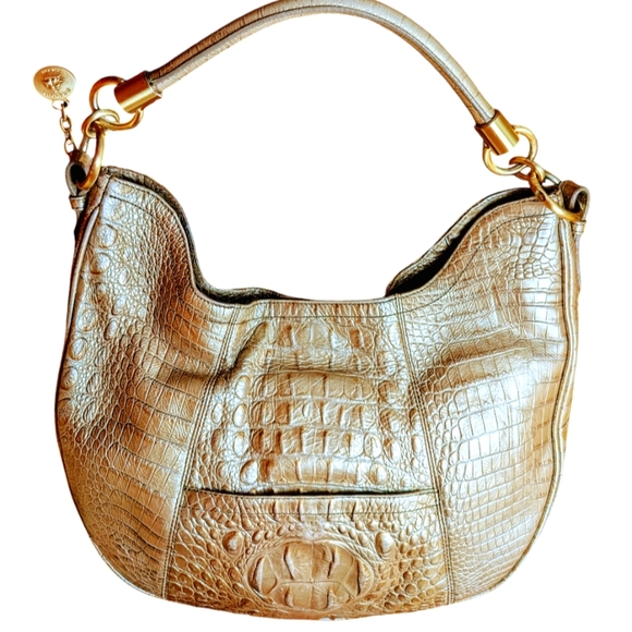 Brahmin Handbags - Gold Brahmin Melbourne Carmela Croc Embossed Hobo Shoulder Bag